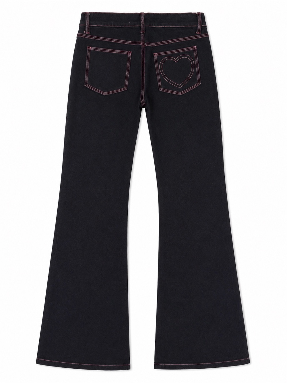 Vintage Moschino dark denim Flared Jeans with Pink Topstitching